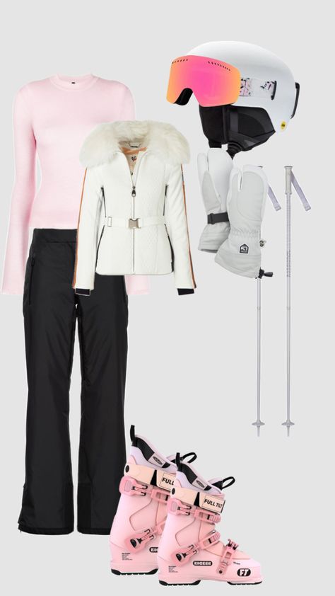 Skiing School Ski Trip Packing List, Skiing Must Haves, Skii Outfit Girl, Skiing Outfits For Women, Cute Skiing Outfit, Skii Outfit, Cute Ski Outfits For Women, Skiing Fits, Skiing Aesthetic Outfits