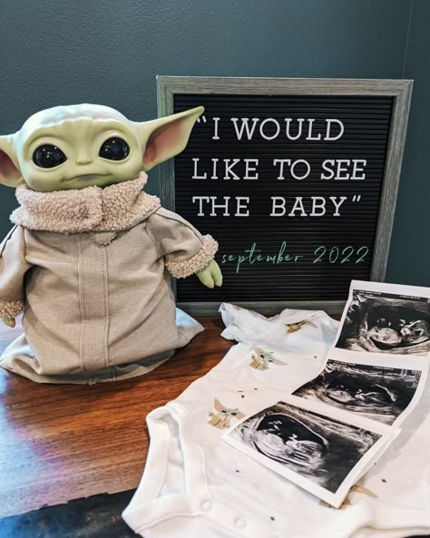 Star Wars Maternity Photoshoot, Marvel Baby Announcement, Nerdy Baby Nursery, Pokemon Baby Announcement, Grogu Nursery, Grogu Baby Shower Theme, Up Baby Announcement, Nerdy Pregnancy Announcement, Starwars Gender Reveal