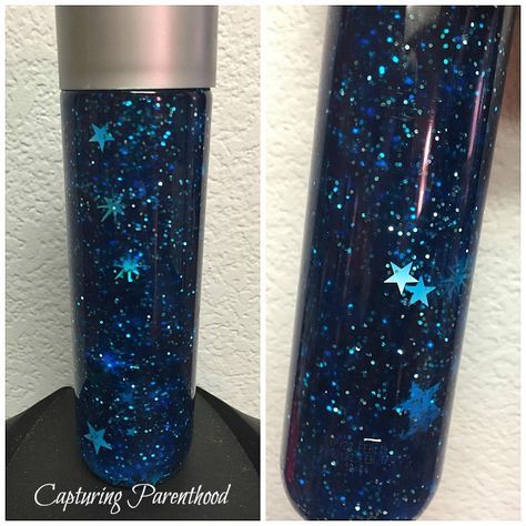 Star Sensory Bottle, Space Sensory Bottles, Sensory Bottles Preschool, Glitter Sensory Bottles, Calming Bottle, Calming Jar, Voss Water, Calm Down Jar, Star Gaze