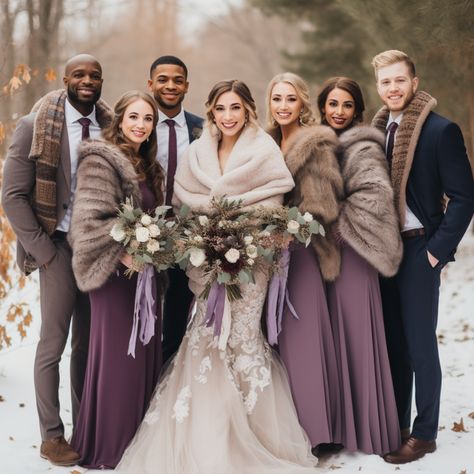 Winter Wedding Colors : 10 Tips And Palettes For Your Big Day Winter Wedding Australia, Bridesmaid Two Piece Dress, Shabby Chic Wedding Dress, Winter Bridal Party, Middle Earth Wedding, Wedding Winter Wonderland, Winter Wedding Party, Millennial Wedding, Winter Wedding Guest Outfit