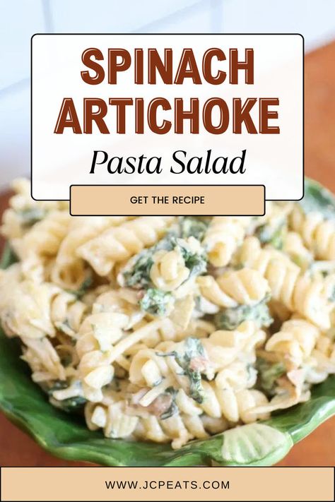 Spinach Artichoke Pasta Salad Artichoke Pasta Salad, Spinach Artichoke Pasta, Pimento Cheese Recipes, Pasta Salad Ingredients, Artichoke Pasta, Fresh Salad Recipes, Best Salad Recipes, Spinach Artichoke Dip, Artichoke Dip