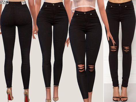 Pinkzombiecupcakes' Blanka Black Denim Jeans Sims 4 Cc Black Ripped Jeans, Female Jeans Sims 4, Sims 4 Cc Clothes Female Jeans, Sims4 Cc Clothing Female Jeans, Sims 4 Jeans Cc Female, Mods Sims 4, Die Sims 4, The Sims 4 Pc, Cc Clothes