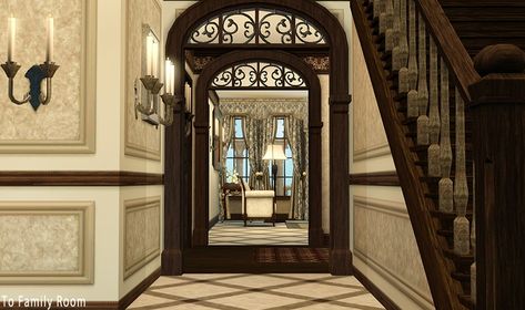 Archway Door, Bloxburg Victorian House, Castle House Design, Blocksburg Room Ideas￼, Victorian House Plans, San Myshuno, Bloxburg Decals Codes Wallpaper, House Decorating Ideas Apartments, Small House Layout