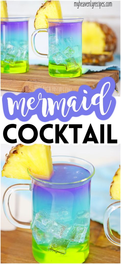 Layered Mermaid Cocktail- delicious alcoholic girly summer drink to make! Blue, purple and green colors for a fun drink. Easy cocktail for girls. Blue And Purple Alcoholic Drinks, Green And Purple Cocktail, Blue And Green Cocktails, Purple And Green Cocktails, Fun Cocktails Girl Night, Girly Alcoholic Drinks, Scooby Snack Drink, Purple Drinks Alcohol, Mom Drinks