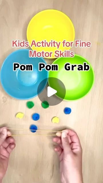 Natalie & Natasha | KIDS ACTIVITIES on Instagram: "✅FINE MOTOR ACTIVITY•SAVE or share with a friend!   🙋🏻‍♀️🙋🏻‍♀️Hello! @mumbee_hive we love helping you make learning fun with DIY kid activities! We hope you ♥️FOLLOW♥️ for more!   🔹POM pom pickup - idea from @myoccupationisplay — saw the video with the beads and I knew I had to try it out!   ✅Practise bilateral coordination (using two hands at once)  ✅Fine Motor Skills & Concentration  ✅Visual discrimination   ‼️Adult supervision is always required! Not for babies or for toddlers who are still mouthing!   #finemotorskills #finemotor #finemotorplay #playislearning #learningthroughplay #bilateralcoordination #visualdiscrimination #concentration #brainbooster #problemsolving #montessori #montessoriactivity #puzzles #kidslearning #learnin Button Fine Motor Activities, Cognitive Activity For Kindergarten, Visual Motor Activities Occupational Therapy, Group Toddler Activities, Activities With Pom Poms, Fine Motor Strengthening For Kids, Fine Motor Skills Activities For Kids, Fun Fine Motor Activities For Kids, Vestibular Activities Kids