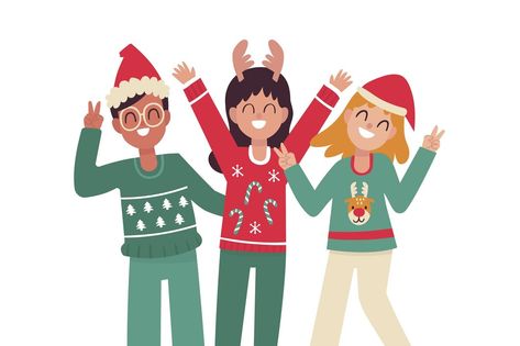 Free Vector | People wearing ugly sweaters Vector People, Christmas Stuff, Ugly Sweater, Graphic Resources, Vector Free, Pastel, Christmas, Quick Saves