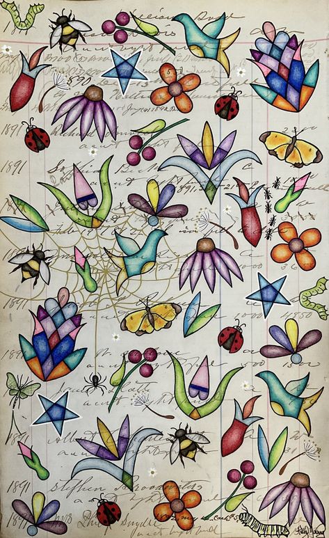 "Just Vibes" (Original art by Holly Young) Native Paintings, Ojibwe Art, Ojibwe Floral Tattoo, Ledger Art, Ojibwe Flower Pattern, Indigenous Floral Designs, Ojibwe Floral Design, Ojibwe Floral Design Patterns, Ojibwe Floral