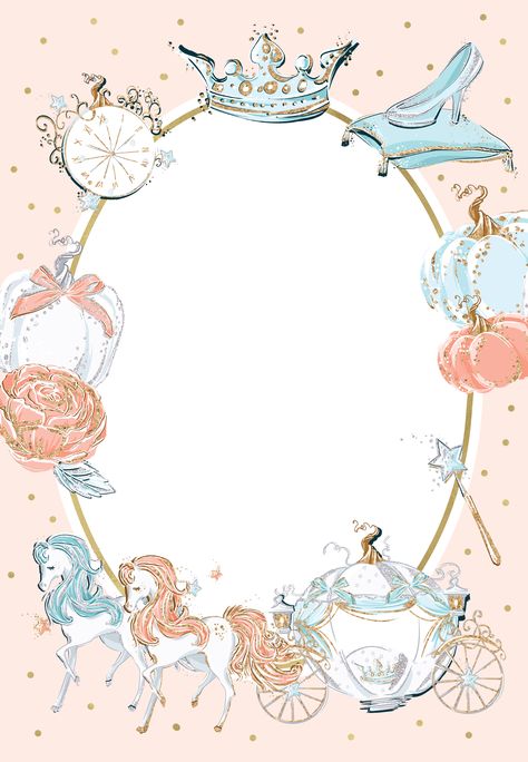 Cinderella carriage - Baby Shower Invitation Template (Free) | Greetings Island Cinderella Baby Shower, Cinderella Birthday Invitation, Cinderella Invitations, Cinderella Birthday Party, Cinderella Carriage, Greetings Island, Cinderella Party, Cinderella Birthday, Baby Shower Invitaciones