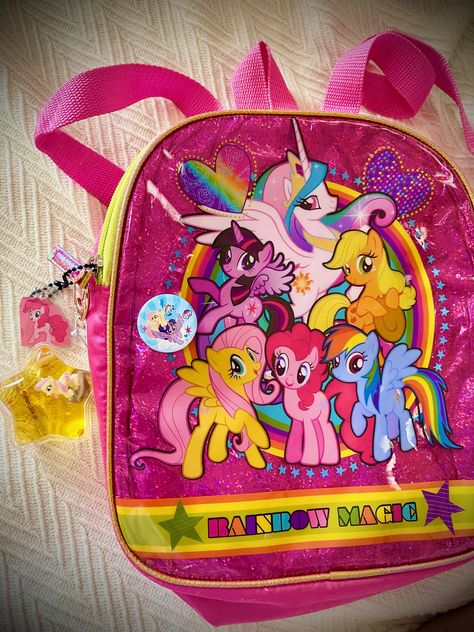 my silly backpack #MLP Mlp Headphones, Mlp Backpack, Silly Backpack, Kidcore Backpack, Mlp Merch, Scene Accessories, Pony Birthday Party, My Little Pony Party, My Lil Pony