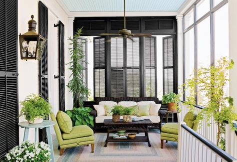 Your porch should be an outside oasis Southern Front Porches, Porch Privacy, Wood Shutters Exterior, British Colonial Style, Porch Furniture, Screen Porch, Shutters Exterior, Outdoor Inspirations, Exterior Wood