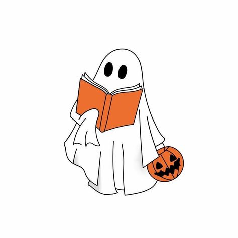 Cute Fall Drawings, Spooky Graphics, Ghost Reading Book, Helloween Wallpaper, Book Png, Cartoon Ghost, Spooky Png, Fall Drawings, Ghost Reading