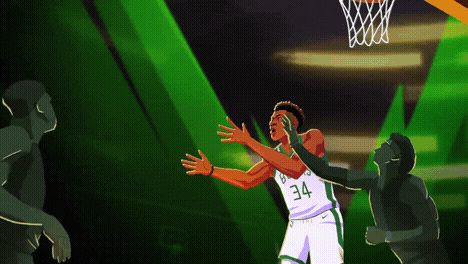 Nba Gif Wallpaper, Giannis Antetokounmpo Art, Nba Gif, Ball Animation, Sport Gif, Sports Gif, Motion Photo, Nba Wallpaper, Giannis Antetokounmpo