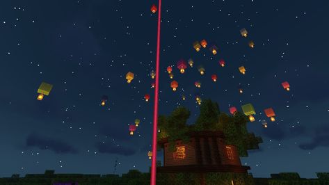 Floating Lanterns Minecraft, Minecraft Floating Lantern, Minecraft Floating, Minecraft Village, Floating Lanterns, Minecraft Inspiration, Minecraft Inspo, Minecraft Architecture, Minecraft Building