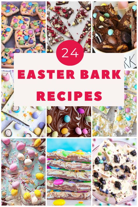 24 Easy Candy & Chocolate Easter Bark Recipes Easter Chocolate Bark Recipes, Easter Desserts Peanut Butter, Easter Bark Candy, Easter Bark Recipe, Easter Chocolate Bark, Candy Bark Recipes, Easter Bark, Peanut Butter Bark, Bark Recipes