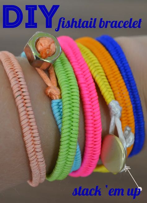 Fishtail Bracelet, Tutorial Macramé, Diy Collier, Diy Jewlery, Camping Crafts, Cute Bracelets, Crafty Craft, Crafty Diy, Craft Time