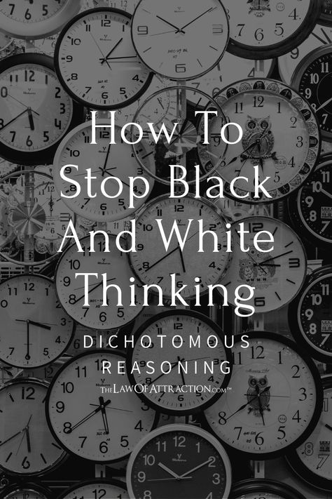 This guide will explain the concept of dichotomous thinking and help you work on seeing shades of grey. How To Stop Black And White Thinking, Black And White Thinking Worksheet, How To Stop Thinking About Something, When You Can’t Stop Thinking Of Someone, Black And White Thinking, Low Mood, Negative Traits, Train Your Mind, Books For Self Improvement