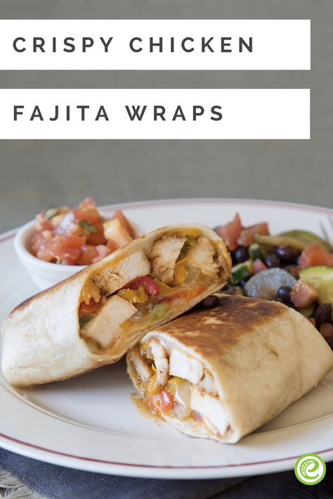 Crispy Chicken Fajita Wraps | eMeals.com Crispy Chicken Fajitas, Mexican Recipes Chicken, Fajita Wraps, Corn And Black Bean Salad, Chicken Fajita Wraps, Corn And Black Bean, Zucchini Corn, Chicken Crispy, Chicken Recipies