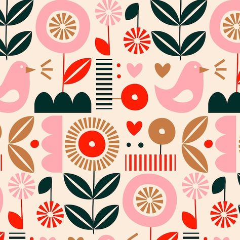 Scandinavian Design Graphic, Scandinavian Design Pattern, Scandinavian Pattern, Pattern Design Inspiration, Design Mandala, Folk Art Flowers, Folk Design, Scandi Design, Scandinavian Folk Art