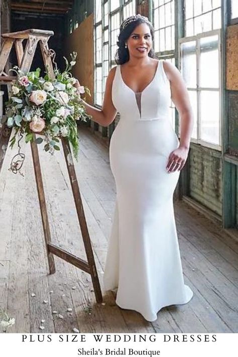 Curvy Wedding Dresses, Simple Plus Size Wedding Dresses, Simple Maxi Dress, Sweet Wedding Dresses, Curvy Wedding, Plus Size Bridal, Plus Size Wedding Dress, Dreamy Wedding Dress, Plus Size Brides