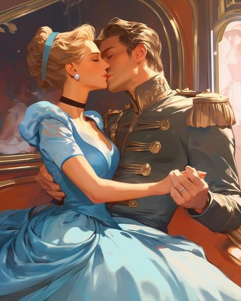 @fableous.ai • Instagram photos and videos Disney Style Art, Cinderella And Prince Charming Wallpaper, Prince Charming Cinderella Cartoon, Cinderella Fantasy Art, Cinderella And Prince Charming Drawing, Cinderella Digital Art, Disney Original Movies, Vintage Dress Blue, Cinderella And Prince Charming