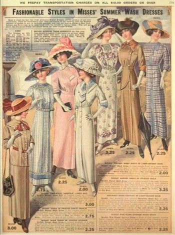 1913, fancy cotton dresses for middle class women. These are the styles of dress women would have worn at 2nd class passengers on the Titanic Titanic Fashion, Edwardian Era, Dresses Shoes, Titanic, Day Dresses, Shoes Jewelry, Magazine, Hats, For Sale