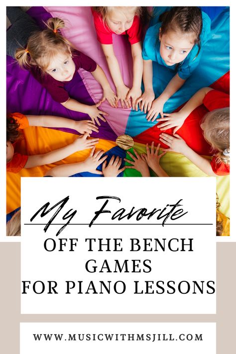 Sometimes my students need a break during piano lessons and need to move around. Off the Bench Games to the rescue! These are some of my favorite off-the-bench piano games for teaching piano key names. Beginner Piano Games, Piano Lesson Games, Music Class Games, Preschool Music Lessons, Learn Piano Notes, Games For Learning, Group Piano Lessons, Piano Teaching Games, Beginner Piano Lessons