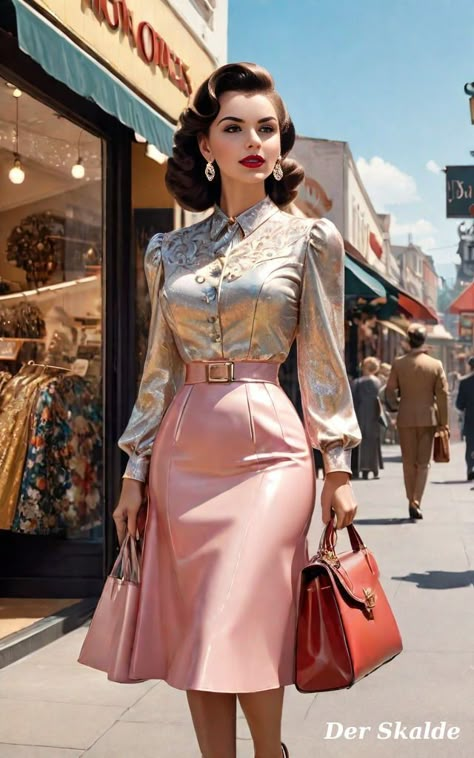 1950 Outfits, Stile Blair Waldorf, 1950s Fashion Dresses, 60s Women, Interesting Outfits, Vinyl Clothing, Look Retro, Funny Fashion, Fashion Statements