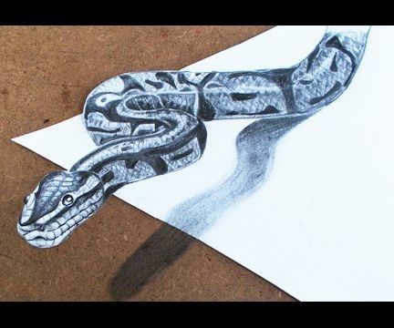 3D Drawings : How to Make 3d Snake Step by Step Step By Step Pencil Drawings, Drawing Of A Snake, 3d Drawing Tutorial, 3d Snake, 3d Pencil Drawings, Snake Drawing, Illusion Drawings, Pencil Drawing Tutorials, 3d Art Drawing