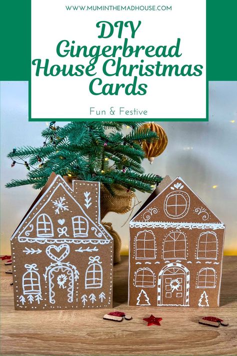 DIY Gingerbread House Christmas Cards – Festive & Handmade Holiday Greetings Gingerbread House Pop Up Card, Christmas Card House, Gingerbread Cards Handmade, Gingerbread Christmas Card, Gingerbread House Card, Diy Gingerbread House, Spring Windows, Gingerbread Cards, Ginger Bread House Diy