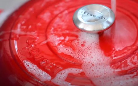 How to Care for and Clean Enameled Cast Iron | Le Creuset® Official Site Cast Iron Casserole Recipes, Cast Iron Care, Copper Chef, Dutch Oven Bread, Cast Iron Cleaning, Le Creuset Cast Iron, Enamel Cookware, Enameled Cast Iron Cookware, Burnt Food