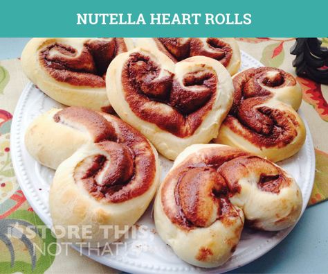 Nutella Heart Rolls for Valentine’s Day Nutella Heart, Heart Rolls, Food Storage Recipes, Nutella Spread, Make Bread, Cute Ideas, Sweet Roll, Picky Eaters, Powdered Milk