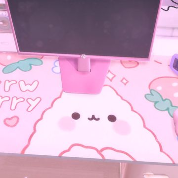 ♡gift♡ 2k followers on patreon! (gamer girl mousepad) | Hydrangea on Patreon Sims 4 Mouse Pad Cc, Sims 4 Gamer Girl Cc, Sims 3 Custom Content, Pink Notebook, The Sims 3, Sims 4 Build, The Sims4, Sims Mods, I Thank You