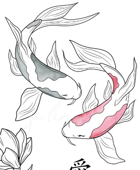 Easy Koi Fish Drawing, Koi Drawing Simple, Ikan Koi Art, Koi Fish Drawing Sketches, Koi Drawing, Toad Bag, Fish Outline, Fish Sketch, Koi Painting