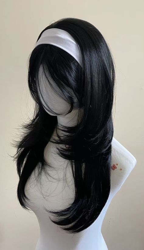 Waist Hair Length Hairstyles, Shoujo Haircut, Cute Haircuts For Long Hair With Bangs, Cute Haircuts For Wavy Hair, Shoujo Hairstyles, Kpop Black Hair, Pretty Hair Cuts, Κούρεμα Bob, Hair Inspiration Long