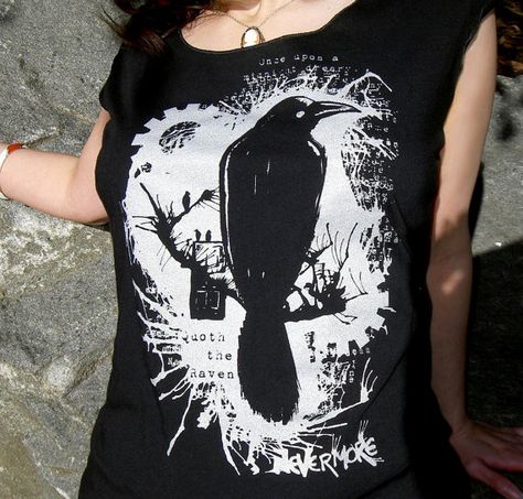 Nevermore Raven T-shirt  Edgar Allan Poe Women's T Shirt Nevermore Raven, Quoth The Raven, Edgar Allen Poe, Crows Ravens, Literary Gifts, The Raven, Edgar Allan, Edgar Allan Poe, Book Lovers Gifts