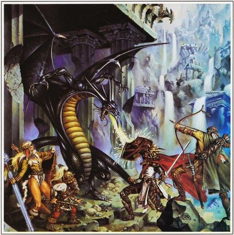 Clyde Caldwell, Dragon Lance, Classic Rpg, Dungeons And Dragons Art, Fantasy Films, Dnd Art, Rpg Games, Black Dragon, Fantasy Artist