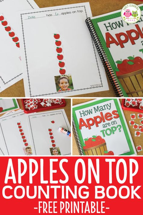 Class Books Preschool, Apple Lesson Plans, Apple Counting, Apple Theme Activities, Preschool Apple Activities, Early Learning Ideas, Preschool Apple Theme, September Preschool, Apple Kindergarten