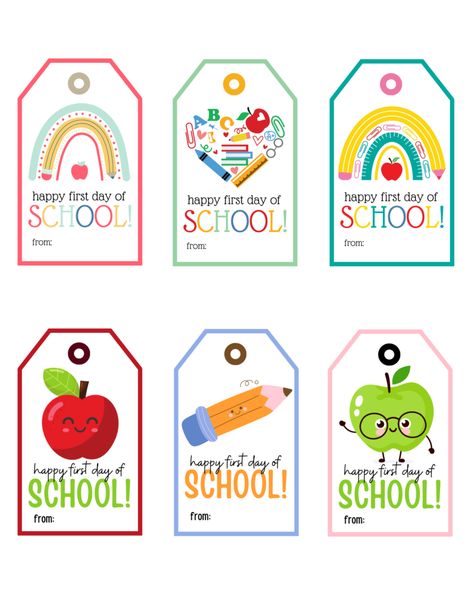 Back To School Labels Printables Free, Starting School Gifts, Happy First Day Of School Tag, Free Back To School Teacher Gift Tags, First Day Of School Gift Tag, Teachers Day Tags Free Printable, First Day Of School Tags Free Printable, First Day Of School Teacher Gift Tag, Happy First Day Of School Printable