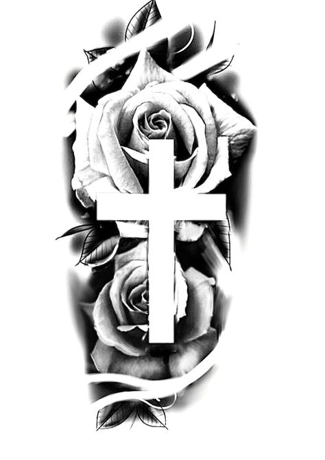 Shadow Tattoo, Rose Drawing Tattoo, Western Cross, Cool Forearm Tattoos, Up Tattoo, Drawing Tattoo, Tattoo Stencil Outline, Memorial Tattoo, Rose Drawing