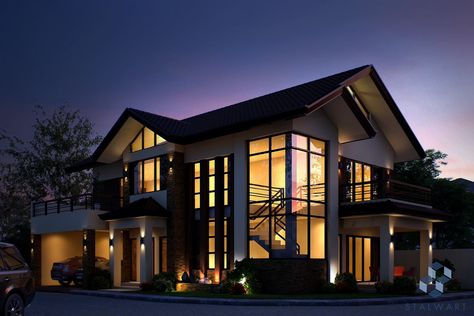 Morden House Designs, House Night View, Dream House Images, House At Night, Morden House, House Night, Luxury Exterior, Simple Building, Architecture Wallpaper