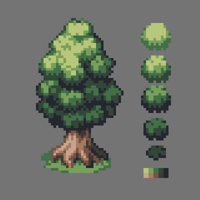 Pixel Art Tree, Learn Digital Art, How To Pixel Art, Idle Game, Pixel Art Landscape, Piskel Art, 8 Bit Art, Pixel Characters, Pixel Animation