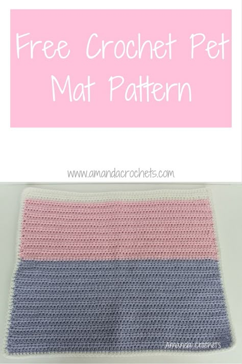 Half Double Crochet Pet Mat Pattern - Amanda Crochets Crochet Pet Mat Free Pattern, Crochet Cat Mat Free Pattern, Diy Animal Shelter, Crochet Pet Patterns, Crochet Blanket Animals, Crochet Pet Bed, Amanda Crochets, Crochet Tiara, Cotton Yarn Projects