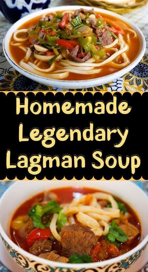 Let's talk about how to make Lagman at home. This is one of the most delicious dishes of Eastern cuisine that I have had the pleasure of trying. There are many variations of Lagman recipes, but personally, I am familiar with this one. The recipe for Lagman is not complicated at all. However, it does require some time and effort to make. Now, let's see how to prepare Lagman in the comfort of your own home... Lagman Recipe, Spicy Soup, Delicious Soup Recipes, Eastern Cuisine, Delicious Dishes, Let's Talk About, Delicious Soup, Own Home, Food App