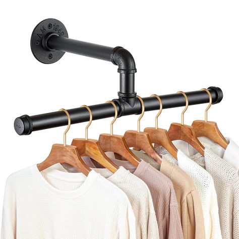 PRICES MAY VARY. Strong Bearing Capacity - Made of heavy duty malleable cast iron, pipe clothing racks run fine for hanging clothes, and installing wall shelves. Robust Material - The matte black painted clothes racks for hanging clothes has great toughness and strength, it can be used for years and will not loosen or corroded easily. Easy to Install & Reusable - Our garment rack to hang clothes comes with detailed illustrated instruction, just connect the accessories and then fix them with scre Industrial Pipe Closet, Pipe Closet, Industrial Pipe Clothing Rack, Industrial Closet, Industrial Clothing Rack, Bar Clothes, Pipe Clothes Rack, Clothing Rack Bedroom, Wardrobe Rail