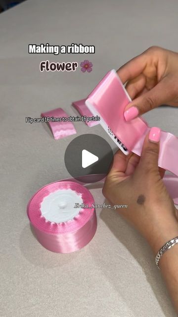 💜Erika Sanchez💜 on Instagram: "Making a beautiful ribbon flower 🎀🌸 
.
.
#ribbonflowertutorial #eternalflowertutorial #rosaeternatutorial #tutorial #tutorials #ribbonflowers #eternalflowers #eternalrose #foreverrose #foreverflowers #rosaseternas #rosasdeliston #ribbon #diy #craft #diycrafts #flowertutorial #viral #instagram #instagramreels #instagramers #reels #reelsinstagram #reelsvideo #viralreels #viralvideos #viralpost #explorepage #reelsinstagram" Ribbon Flowers Diy, Ribbon Flower Tutorial, Ribbon Diy, Forever Rose, Flip Cards, Forever Flowers, Ribbon Flower, Glitter Ribbon, Glitter Diy