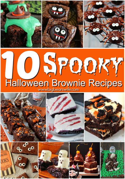 Cute Brownies, Spooky Brownies, Halloween Brownie, Brownies Ideas, Halloween Fingerfood, Decorated Brownies, Halloween Brownies, Spooky Halloween Food, Halloween Party Food