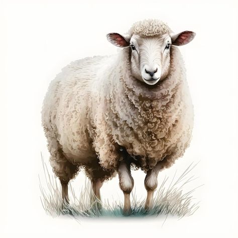 Sheep Tattoo, Sheep Drawing, Sheep Illustration, Sheep Paintings, Woodland Animal Art, Farm Animal Party, Watercolor Paintings Of Animals, Santa Art, Sheep Art