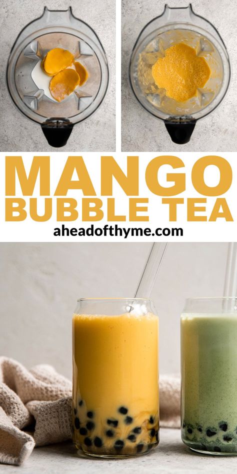 Mango Milk Tea Boba, Mango Tapioca Pearls, Mango Slush Boba, Mango Boba Recipe, Healthy Boba Recipe, Honey Dew Boba, Mango Bubble Tea Recipe, Healthy Bubble Tea, Best Boba Tea Flavors