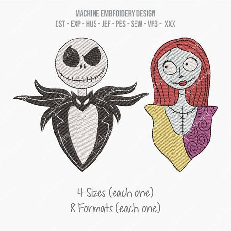 #jack #sally #halloween #autumn #pumpkin #timburton #skellington #skull #doll #machineembroidery #embroiderydesign #embroidery #stitches #separatefiles #popculture #christmas #nightmare Nightmare Before Christmas Embroidery, Halloween Autumn, Jack And Sally, Can Crafts, Christmas Embroidery, Jack Skellington, Machine Embroidery Design, Nightmare Before, Embroidery Files