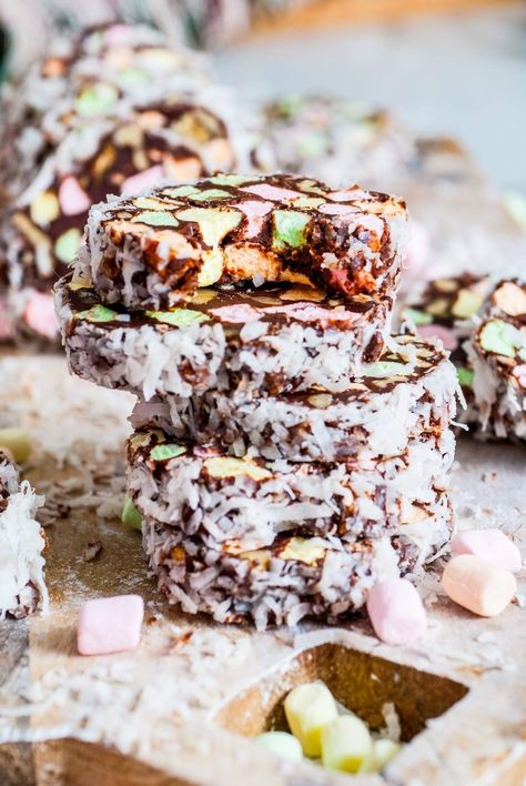 These gorgeous church window cookies are a breeze to whip up - just 15 minutes and no baking. Packed with rich, fudgy chocolate, crunchy walnuts, and fruity marshmallows, they’re a treat for the eyes and the taste buds. The combination of smooth chocolate, earthy walnuts, chewy coconut flakes, and soft, fluffy marshmallows creates an amazing texture that everyone loves. You can easily find all the ingredients at the grocery store and they're always a hit regardless of the season or occasion. Church Window Cookies, Fluffy Marshmallows, Window Cookies, Amazing Cookie Recipes, Festive Baking, Baking List, Marshmallow Cookies, Church Window, Church Windows